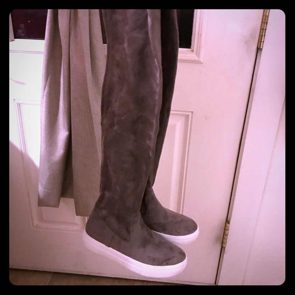 Knee high suede boots